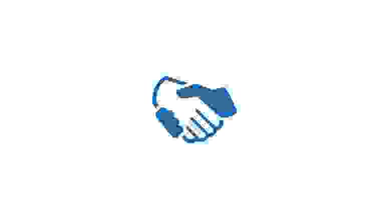 Blue Icon of a Handshake